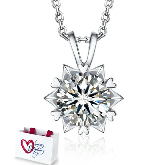 MomentWish 2 Carat VVS1 Moissanite Necklace for Women,Lab Created Diamond Necklace for Birthday Christmas Gift