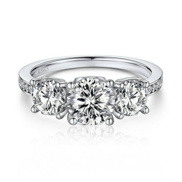 MomentWish 2 Carat Moissanite Engagement Rings for Women,D Color VVS1 Simulated Diamond Promise Ring 925 Sterling Silver for Wedding Anniversary-Size7