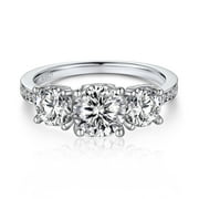 MomentWish 2 Carat Moissanite Engagement Rings for Women,D Color VVS1 Simulated Diamond Promise Ring 925 Sterling Silver-Size7