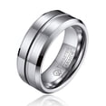 thumbnail image 1 of MomentWish 8mm Tungsten Rings for Men, Engagement Ring Silver Tungsten Eternity Band-Size8, 1 of 8