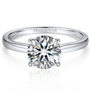 MomentWish 2 Carat Round Cut Simulated Diamond Promise Rings 925 Sterling Silver Moissanite Engagement Rings Size10.5
