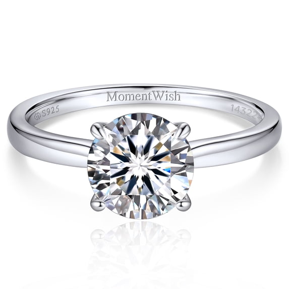 MomentWish 2 Carat Round Cut Simulated Diamond Promise Rings 925 Sterling Silver Moissanite Engagement Rings Size7