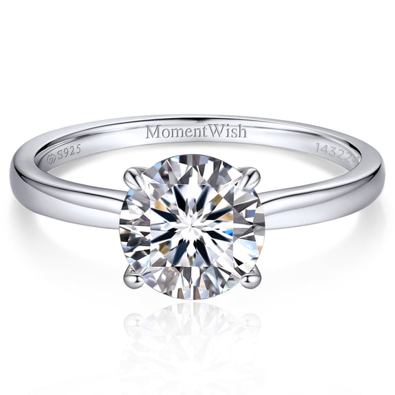 MomentWish 2 Carat Round Cut Simulated Diamond Promise Rings 925 Sterling Silver Moissanite Engagement Rings Size9.5