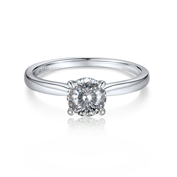 MomentWish Birthstone Rings for Women, 1 Carat D Color VVS1 Simulated Diamond Ring S925 Sterling Silver，Birthday Gifts-April