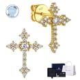 thumbnail image 1 of MomentWish Cross Earrings for Men Women 14K Gold Plated, Moissanite Stud Earrings Easter Father's Day Jewelry Gift, 1 of 8