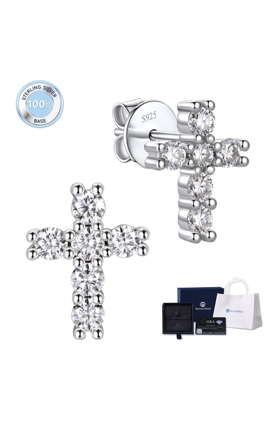 Cross Earrings for Women S925 Sterling Silver D Color VVS1 Moissanite Stud Earrings Easter Mother's Day Jewelry Gift