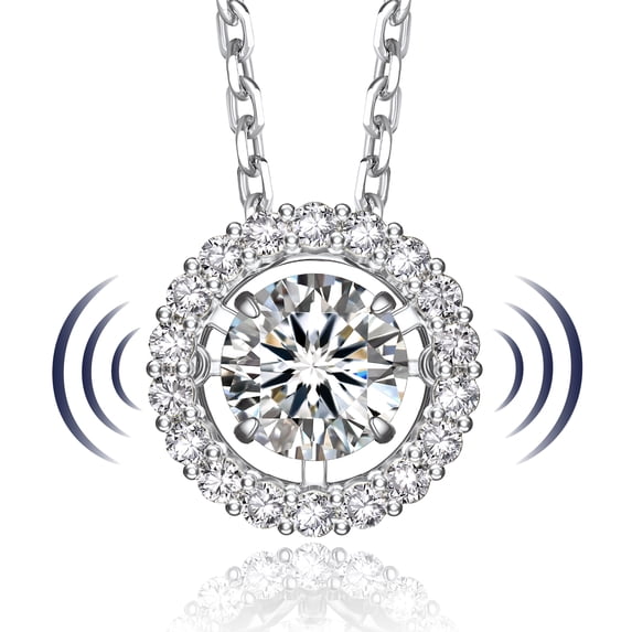 MomentWish Moissanite Dance Necklace for Women 925 Sterling Silver Necklace Anniversary Valentine's Day Gift