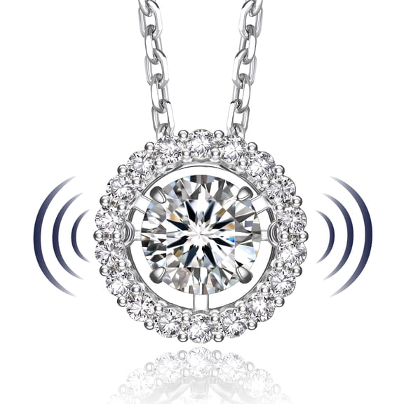 MomentWish Moissanite Dance Necklace for Women 925 Sterling Silver Necklace Anniversary Valentine's Day Gift