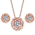 thumbnail image 1 of MomentWish D Color VVS1 Simulated Diamond Rose Flower Necklace Earrings Set for Women 925 Sterling Silver Jewelry Sets, 1 of 8