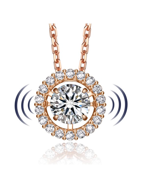 Dainty Simulated Diamond Necklace, 1 Carat Moissanite Necklace Dance Pendant Sparkling Gift for Women