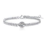MomentWish 1Carat Moissanite Link Bracelets for Woman 925 Sterling Silver Christmas Anniversary Valentine's Day Gift
