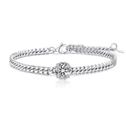 MomentWish Bracelet for Women, 1Carat Moissanite Link Bracelets for Wife 925 Sterling Silver, Anniversary Valentines Day Gift