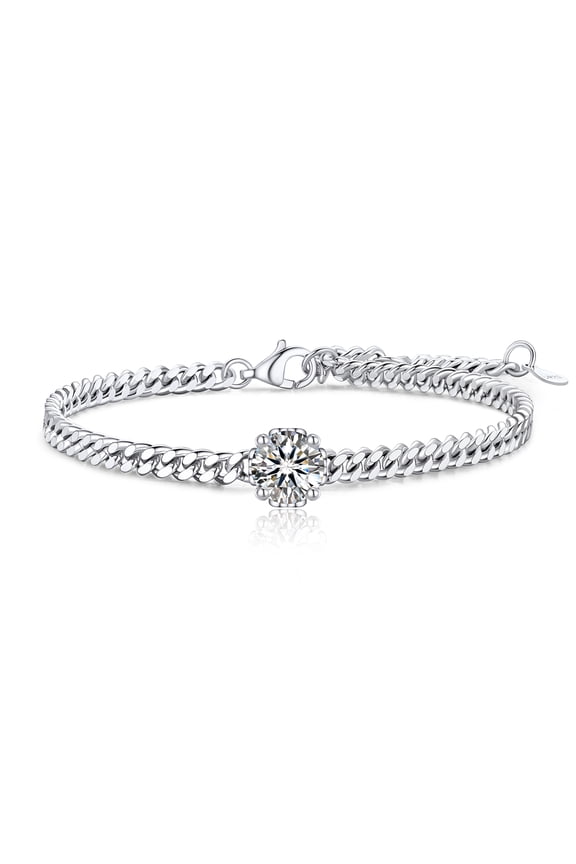 Bracelet for Women, 1Carat Moissanite Link Bracelets for Wife 925 Sterling Silver, Anniversary Valentine's Day Gift