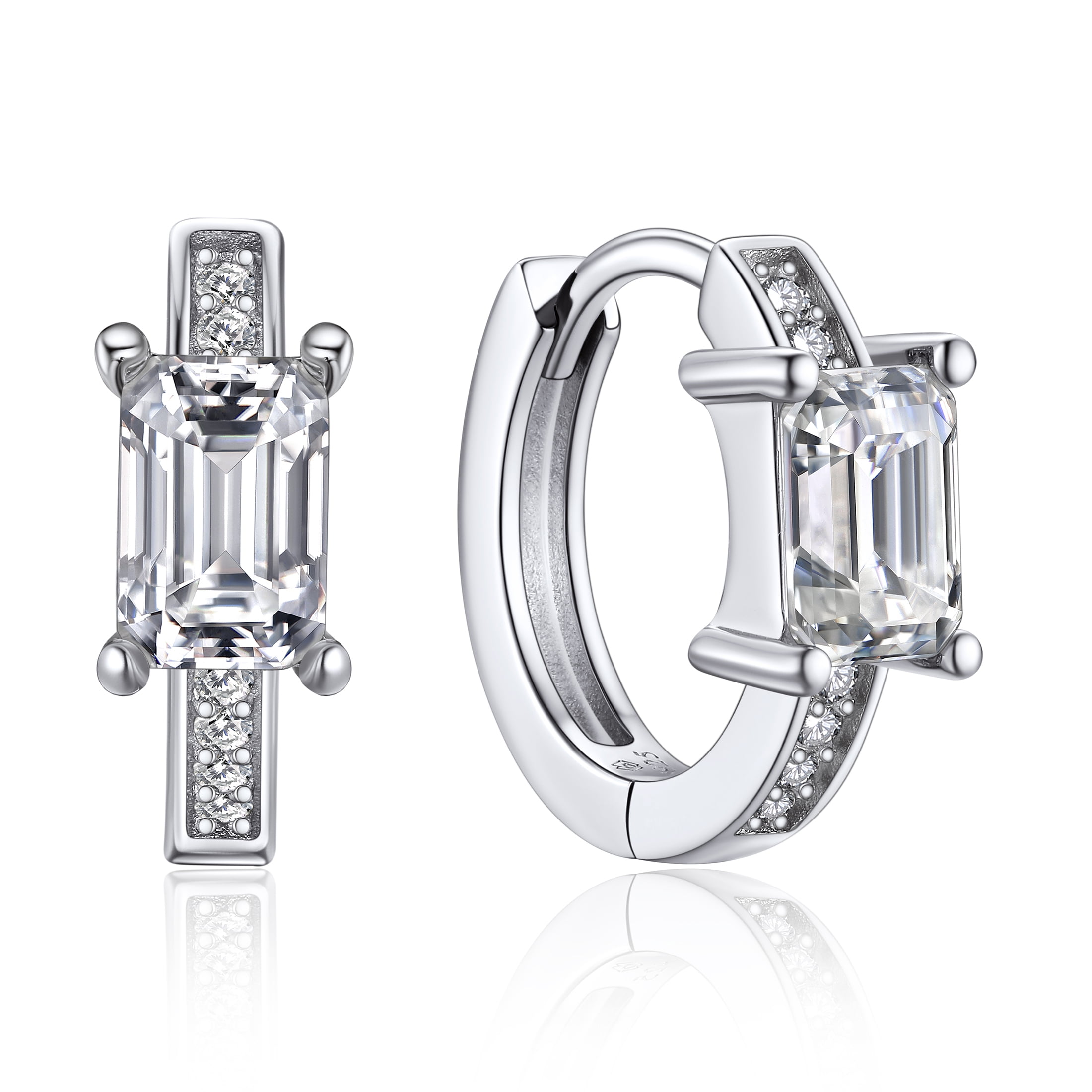 MomentWish Earrings for Women, Moissanite Jewerly Gifts for Her, Simulated Diamond 925 Sterling Silver Hoop Earrings