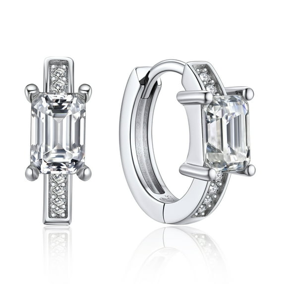 MomentWish Earrings for Women, Moissanite Jewerly Gifts for Her, Simulated Diamond 925 Sterling Silver Hoop Earrings