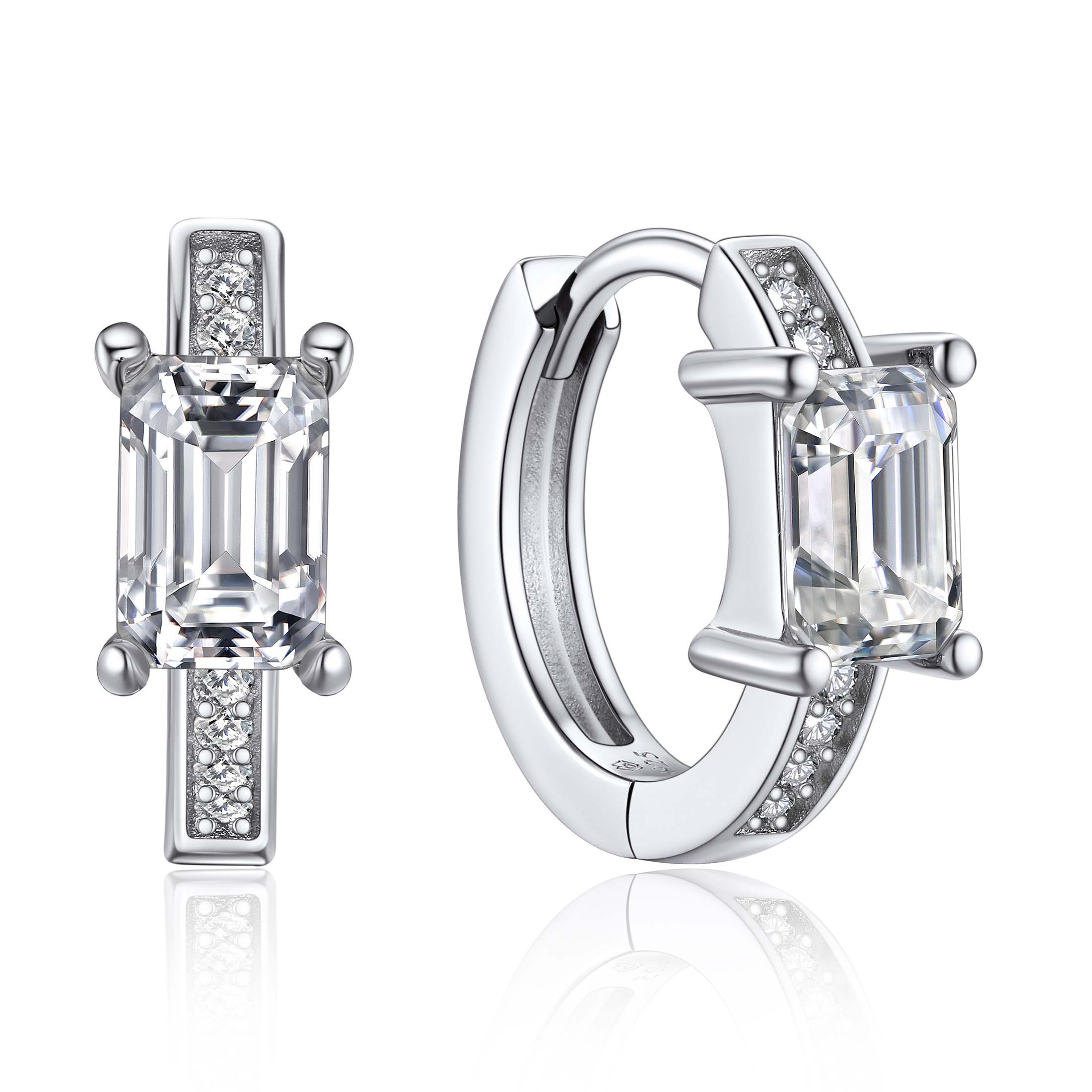 MomentWish Earrings for Women, Moissanite Jewerly Gifts for Her, Simulated Diamond 925 Sterling Silver Hoop Earrings