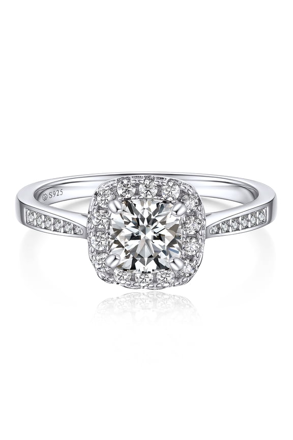 Engagement Ring 1 Carat Lab Created Moissanite Promise Rings 925 Sterling Silver Anniversary Valentines Day Gifts for Her-Size4