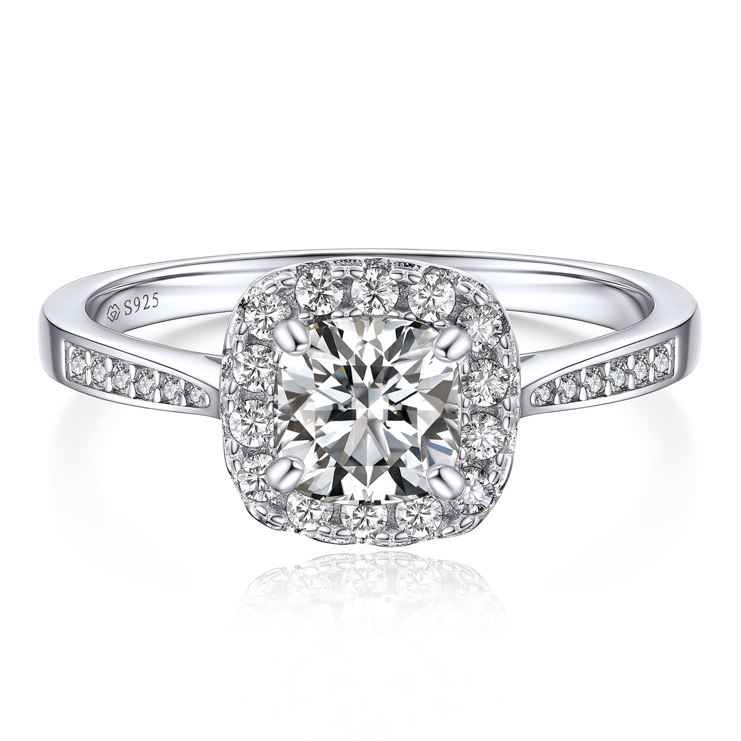 MomentWish Engagement Ring 1 Carat Lab Created Moissanite Promise Rings 925 Sterling Silver Anniversary Valentines Day Gifts for Her-Size8