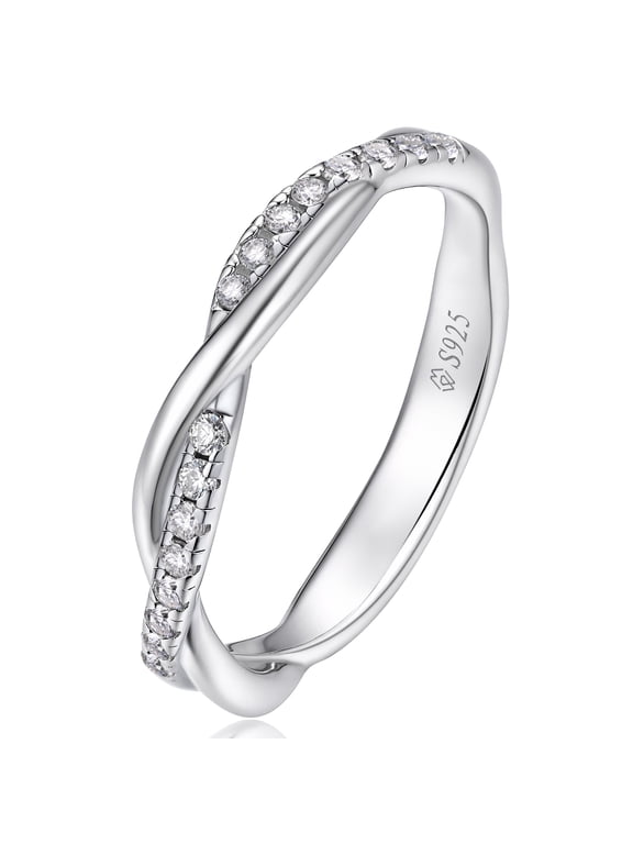 Eternity Moissanite Wedding Ring for Women Sterling Silver Bridal Ring Jewelry Gift-Size 10