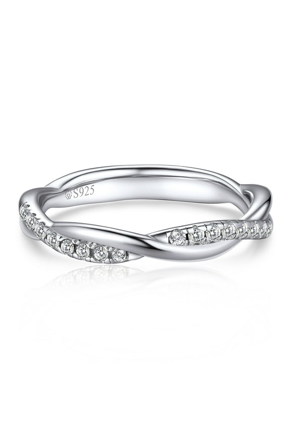 Eternity Engagement Ring,Lab Created Moissanite Wedding Bands for Women,S925 Sterling Silver Ring Jewelry Gift-Size 4