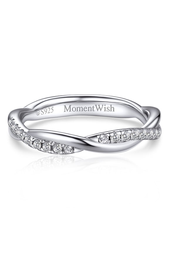 Eternity Engagement Ring,Lab Created Moissanite Wedding Bands for Women,S925 Sterling Silver Ring Jewelry Gift-Size 6