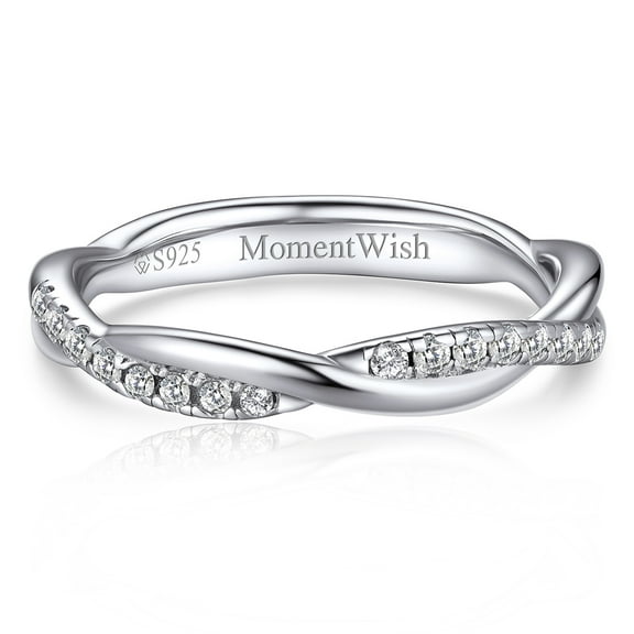 MomentWish Eternity Engagement Ring,Lab Created Moissanite Wedding Bands for Women, S925 Sterling Silver Jewelry Gift-Size 7