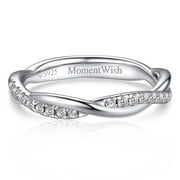 MomentWish Eternity Engagement Ring,Lab Created Moissanite Wedding Bands for Women,S925 Sterling Silver Ring Jewelry Gift-Size 7