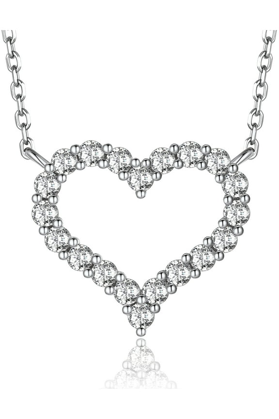 Heart Necklace, 0.6Carat Moissanite Love Necklace for Women, D Color VVS1 Moissanite 925 Sterling Silver Necklace Wedding Birthday Gifts for Her