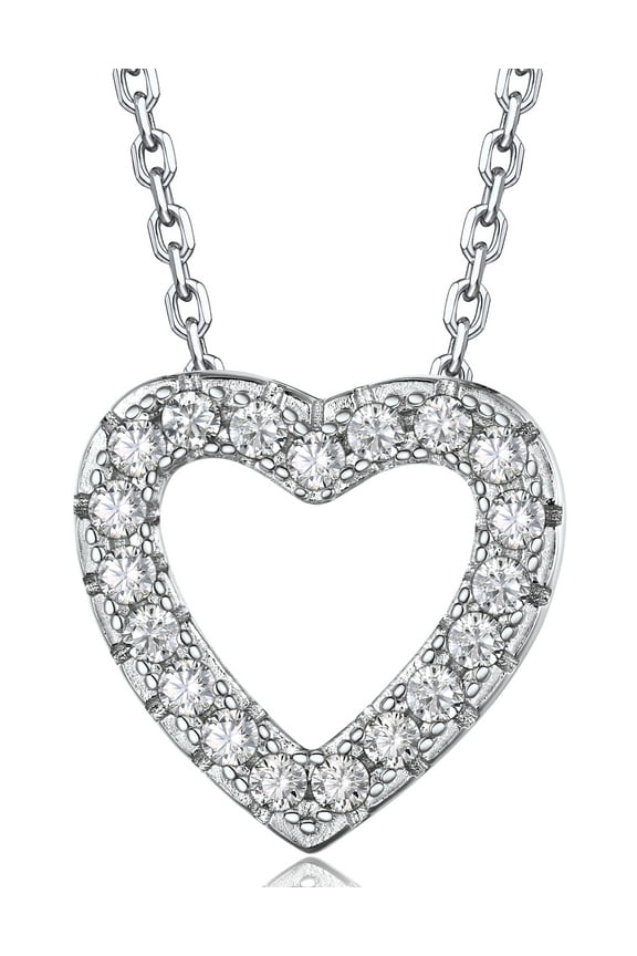 Heart Necklace, 1Carat Moissanite Love Necklace for Women, D Color VVS1 Moissanite 925 Sterling Silver Necklace Wedding Birthday Gifts for Her