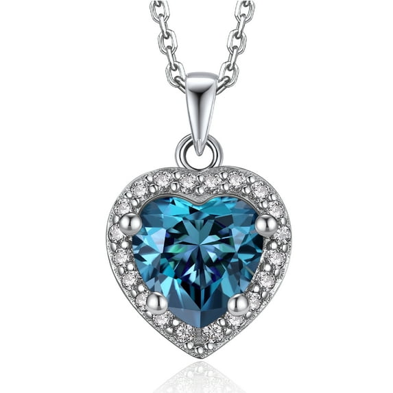 MomentWish Heart Necklace 1Carat Moissanite Pendent, 925 Sterling Silver Dance Necklace for Anniversary Valentines Gift