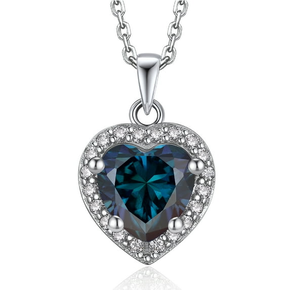 MomentWish Heart Necklace 1Carat Moissanite Pendent, 925 Sterling Silver Dance Necklace for Anniversary Valentines Gift