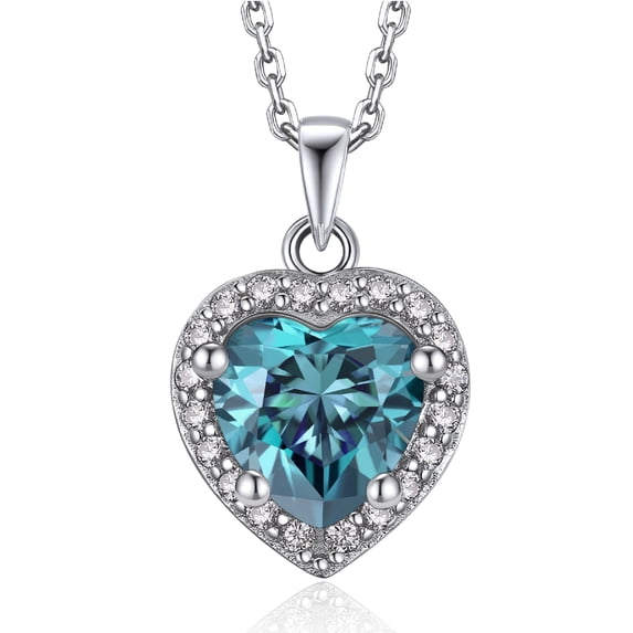 MomentWish Heart Necklace 1Carat Moissanite Pendent, 925 Sterling Silver Dance Necklace for Anniversary Valentines Gift