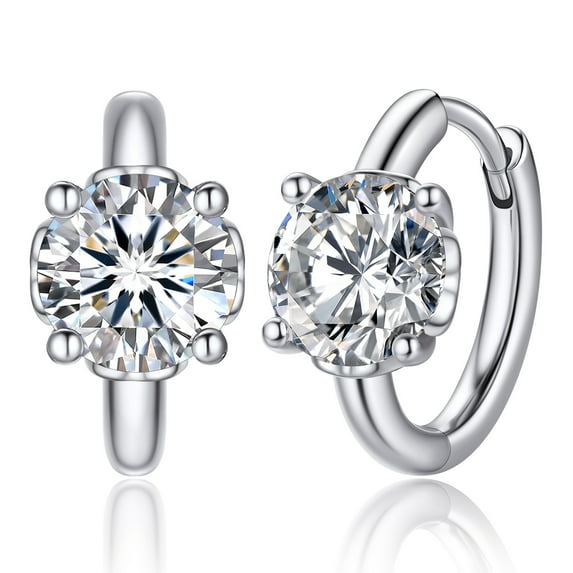 MomentWish Hoop Earrings for Women, 1 Carat Moissanite Solitaire Huggie Earrings,925 Sterling Silver Women Earrings