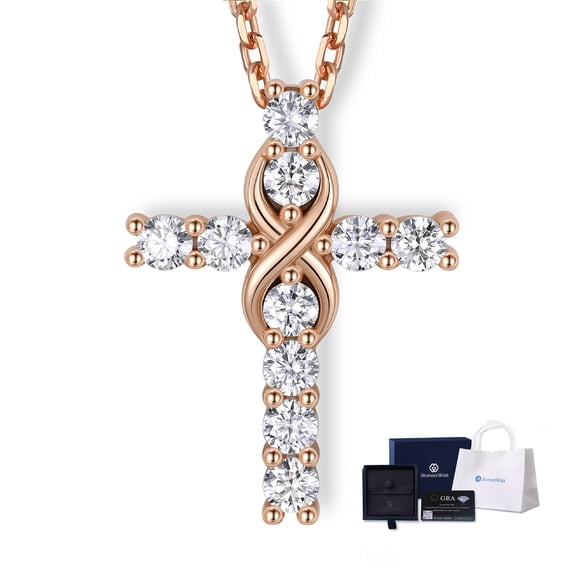 MomentWish Infinity Cross Necklace for Women Sterling Silver Moissanite Cross Pendant Birthday Easter Gifts for Her