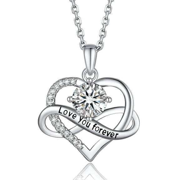 MomentWish Infinity Heart Pendant Necklace for Women,1 Carat D Color VVS1 Simulated Diamond Necklace Jewelry Gifts for Her