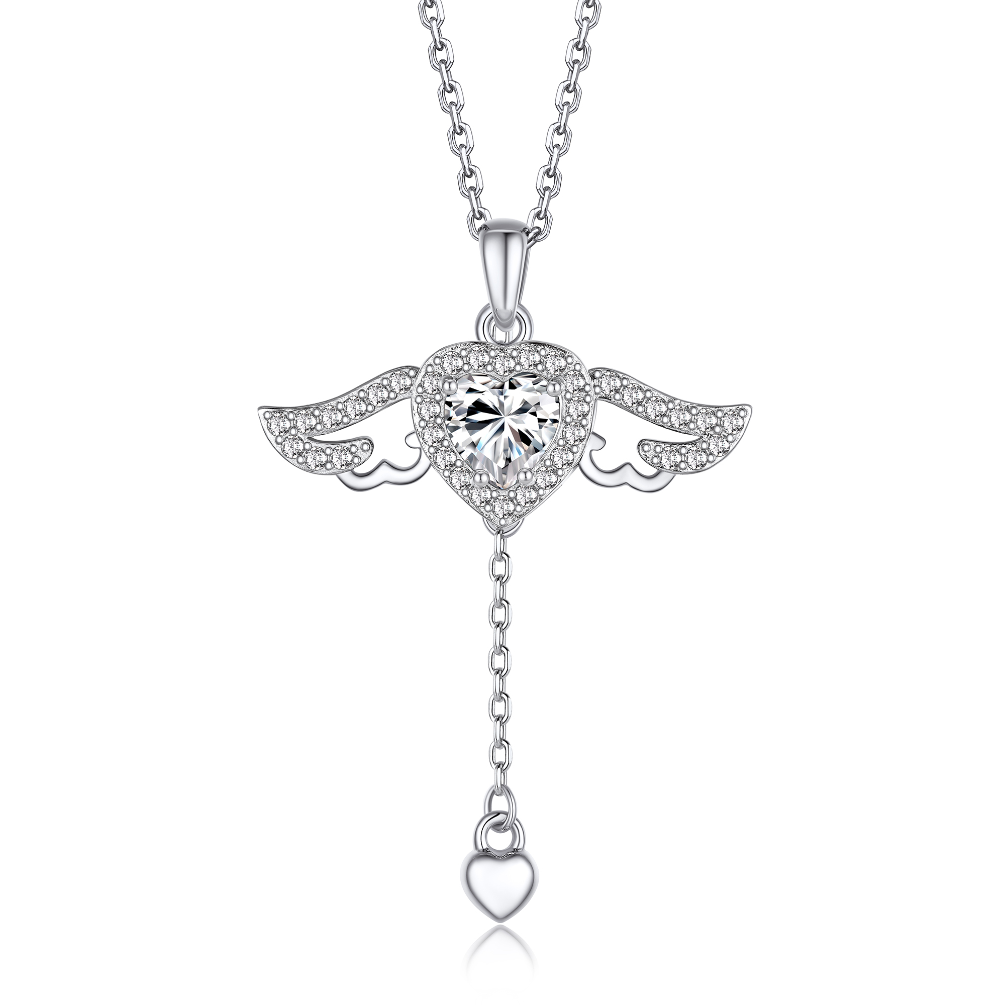 MomentWish Collana Con Ciondolo Croce In Moissanite - Argento, 1.2 Carati, Regalo Donna