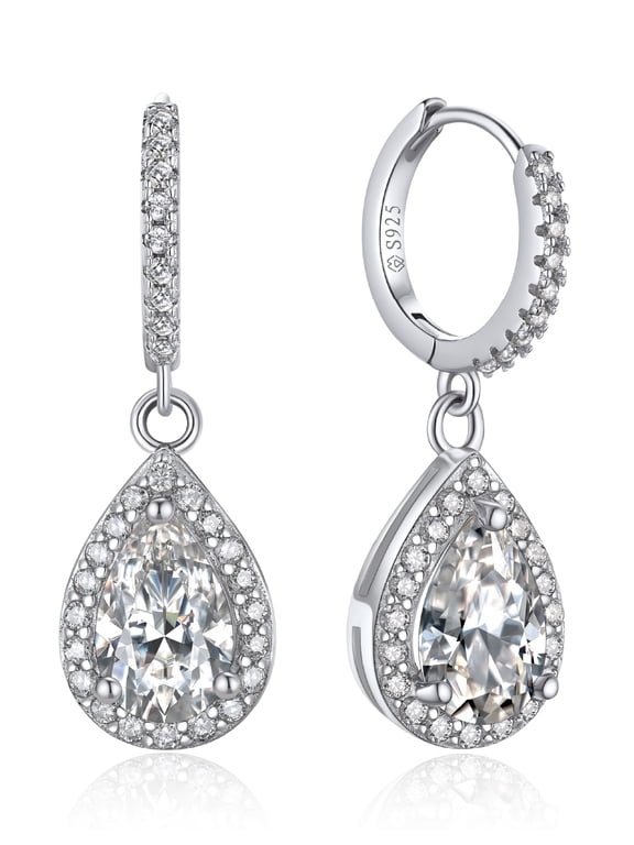Moissanite Dangle Earrings for Women, 2 Carat Diamond Hoop Earrings 925 Sterling Silver,Birthday Gifts for Women