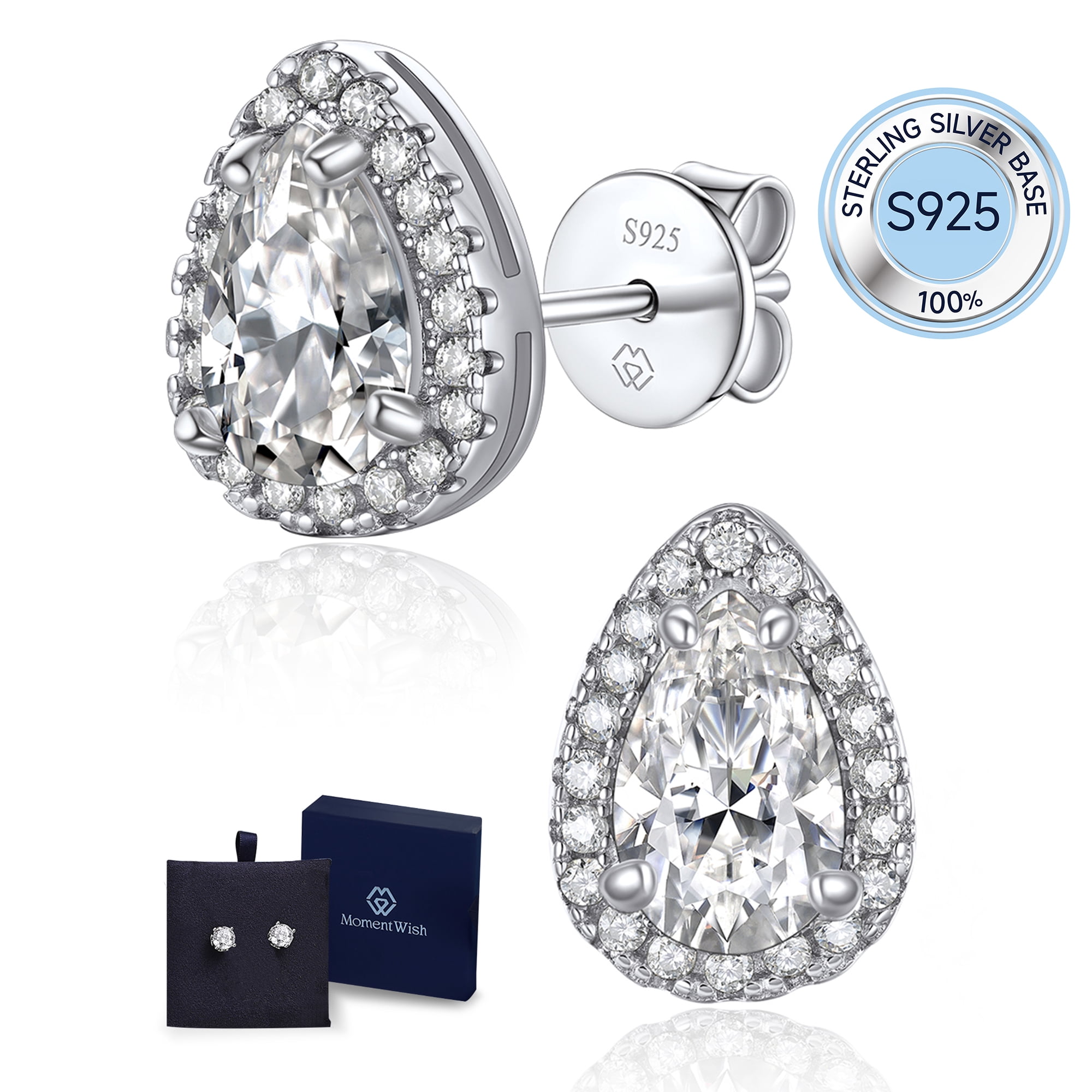 MomentWish Moissanite Earrings for Women 925 Sterling Silver Jewelry Gifts for Valentine Mother's Day Christmas