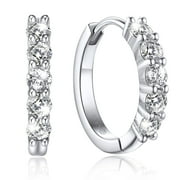 MOMENTWISH Moissanite Hoop Earrings, 1Carat D Color VVS1 Simulated Diamond Huggie Earrings, Anniversary, Valentine's Day, Christmas Gifts for Women