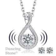 MomentWish Moissanite Infinity Pendant Necklaces 18K White Gold Plated Birthday Anniversary Jewelry Gift for Women