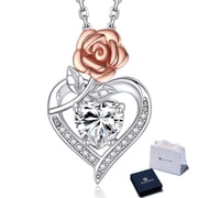 MomentWish 1 Carat Moissanite Rose Necklace for Women 925 Sterling Silver Anniversary Birthday Mother's Day Jewelry Gift for Mom Wife