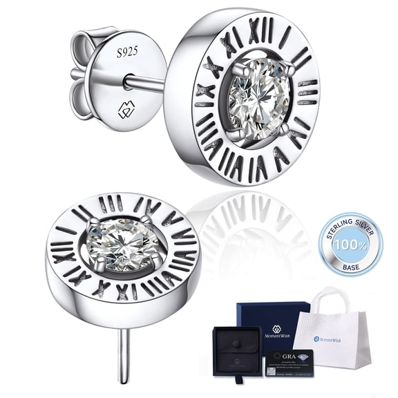 MomentWish 1 Carat Moissanite Stud Earrings For Women 925 Sterling Silver for Birthday Anniversary Easter Gifts