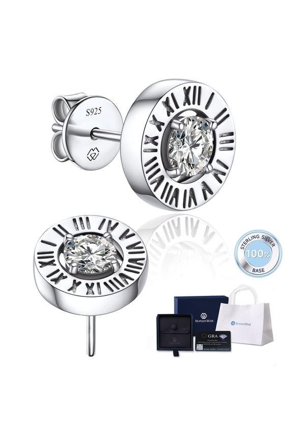 1 Carat Moissanite Stud Earrings For Women 925 Sterling Silver for Birthday Anniversary Easter Gifts