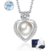 MomentWish Moissanite Pearl Necklaces for Women,Simulated Diamond Necklace 925 Sterling Silver Anniversary Graduation Gifts for Her