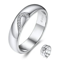 MomentWish Promise Ring, White Moissanite Wedding Band for Her, Matching Rings for Couple,925 Sterling Silver Eternity Ring-Size7