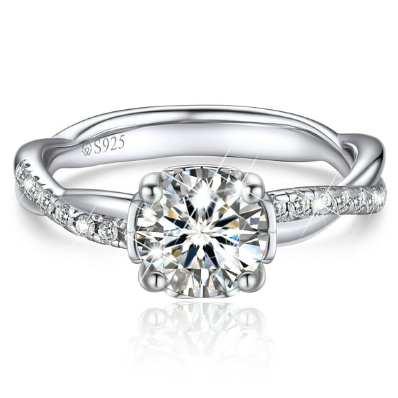 MomentWish 1 Carat Moissanite Promise Ring for Women Sterling Silver Engagement Rings Christmas Valentine's Day Gift-Size 6