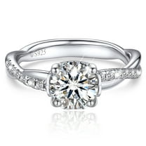MomentWish Promise Ring for Women,1 Carat Moissanite Engagement Rings for Her S925 Sterling Silver, Simulated Diamond Twisted Vine Rings-Size 7
