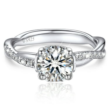 MomentWish Promise Ring for Women,1 Carat Moissanite Engagement Rings for Her S925 Sterling Silver, Simulated Diamond Twisted Vine Rings-Size 7