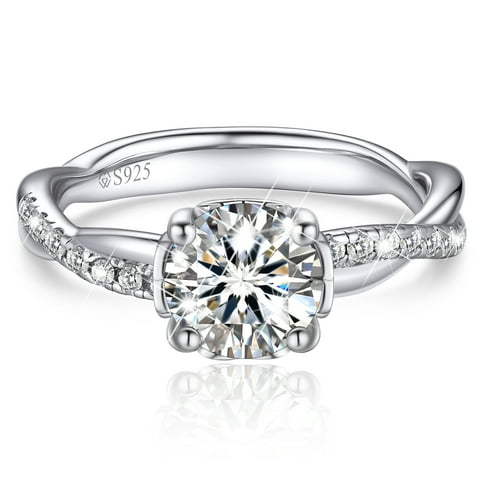 Promise Ring for Women 1 Carat Moissanite Engagement Rings S925 Sterling Silver Anniversary Valentine's Day Gift-Size 7