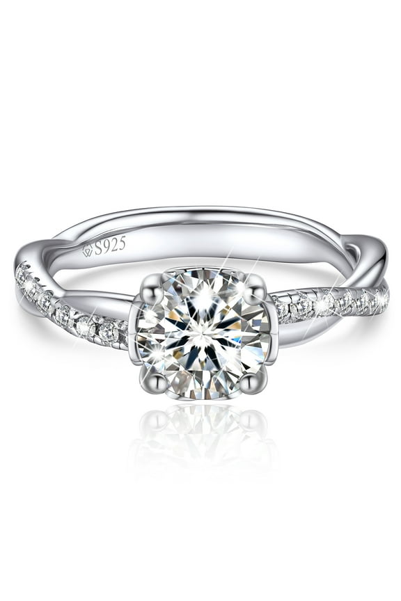 Promise Ring for Women,1 Carat Moissanite Engagement Rings S925 Sterling Silver Anniversary Valentine's Day Gift-Size 7